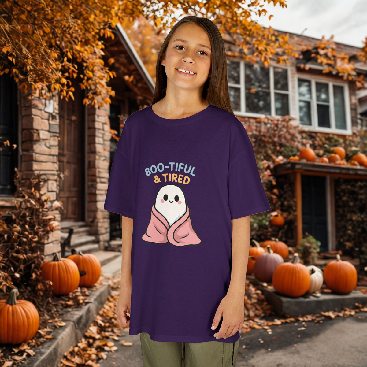 Boo-Tiful & Tired Kids T-Shirt, Halloween Style