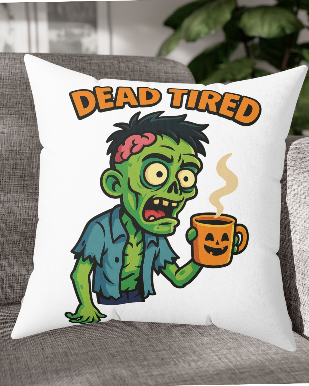 Zombie Themed Pillow, Fun Home Decor, Halloween Gift