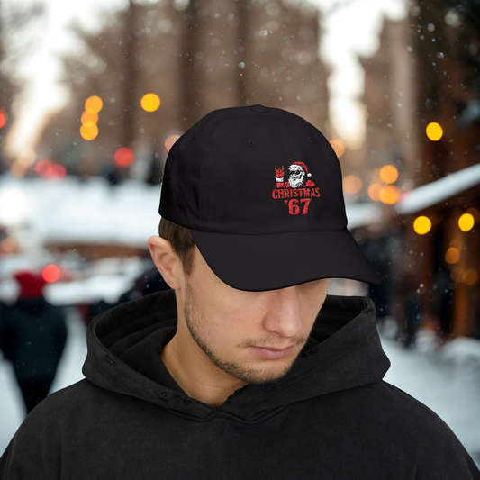 Christmas Cap — Retro Santa 'Christmas '67' Embroidered Holiday Hat