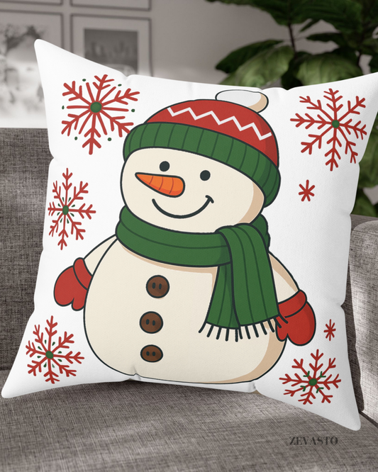 Snowman Throw Pillow — Festive Christmas Decorative Cushion