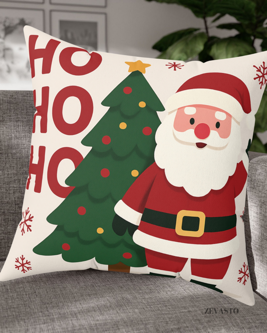 Santa & Christmas Tree Throw Pillow – Holiday Decor