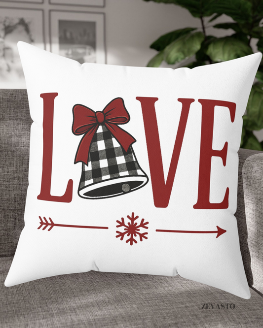 'Love' Holiday Throw Pillow - Christmas Decor Gift