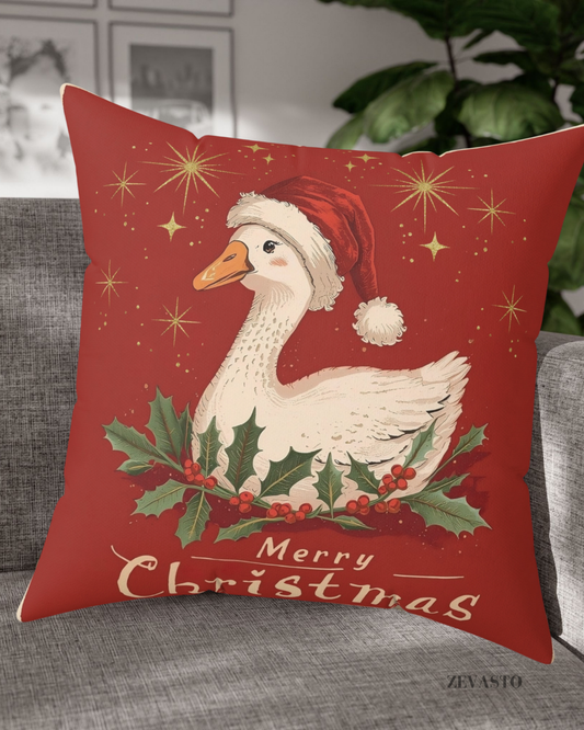 Christmas Goose Holiday Pillow – "Merry Christmas" Festive Throw Cushion