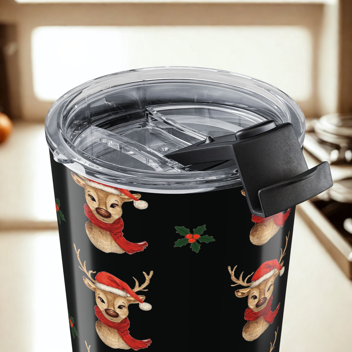 Christmas Reindeer Tumbler, 20oz Holiday Drinkware, Cute Gift for Her, Festive Travel Cup, Winter Beverage Flask