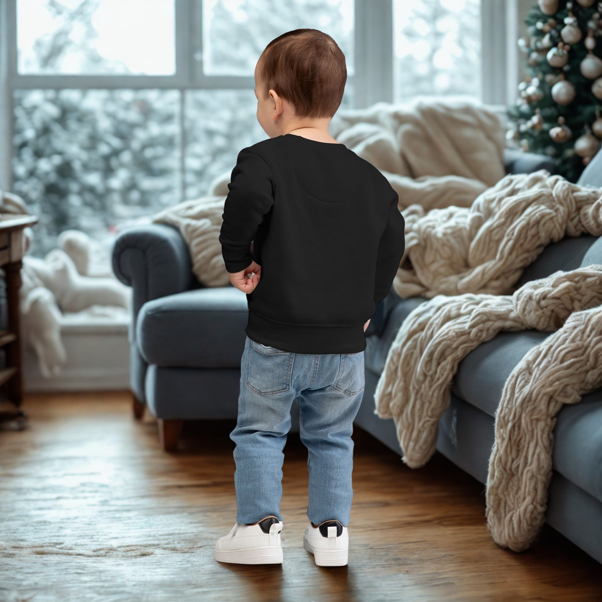 Woodland Christmas Toddler Sweatshirt — Cute Squirrel & Bunny Holiday Pullover