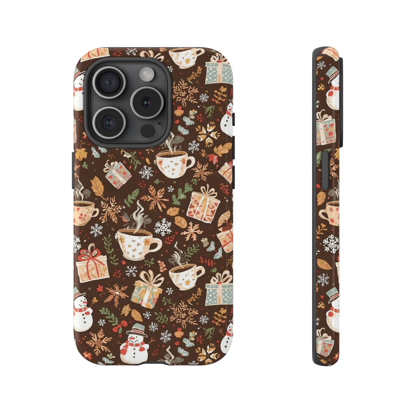 Christmas Phone Case, Winter Holiday Phone Case with Snowmen and Gifts Design for Iphone 17, 16, 15, 14, 13, 12, 11 & Samsung