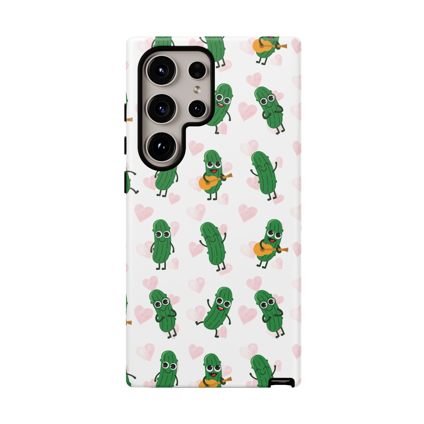 Pickle Pattern Phone Case — Cute Dancing Pickles with Hearts