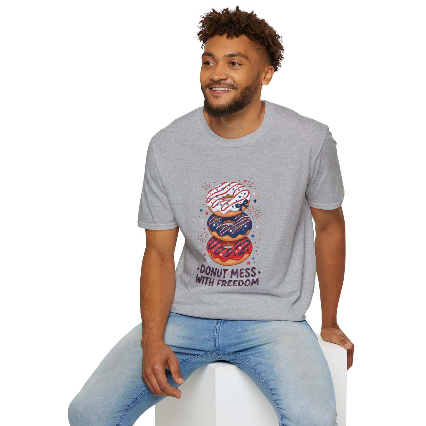Donut Mess With Freedom T-Shirt — Patriotic Donut Stack 4th of July Tee