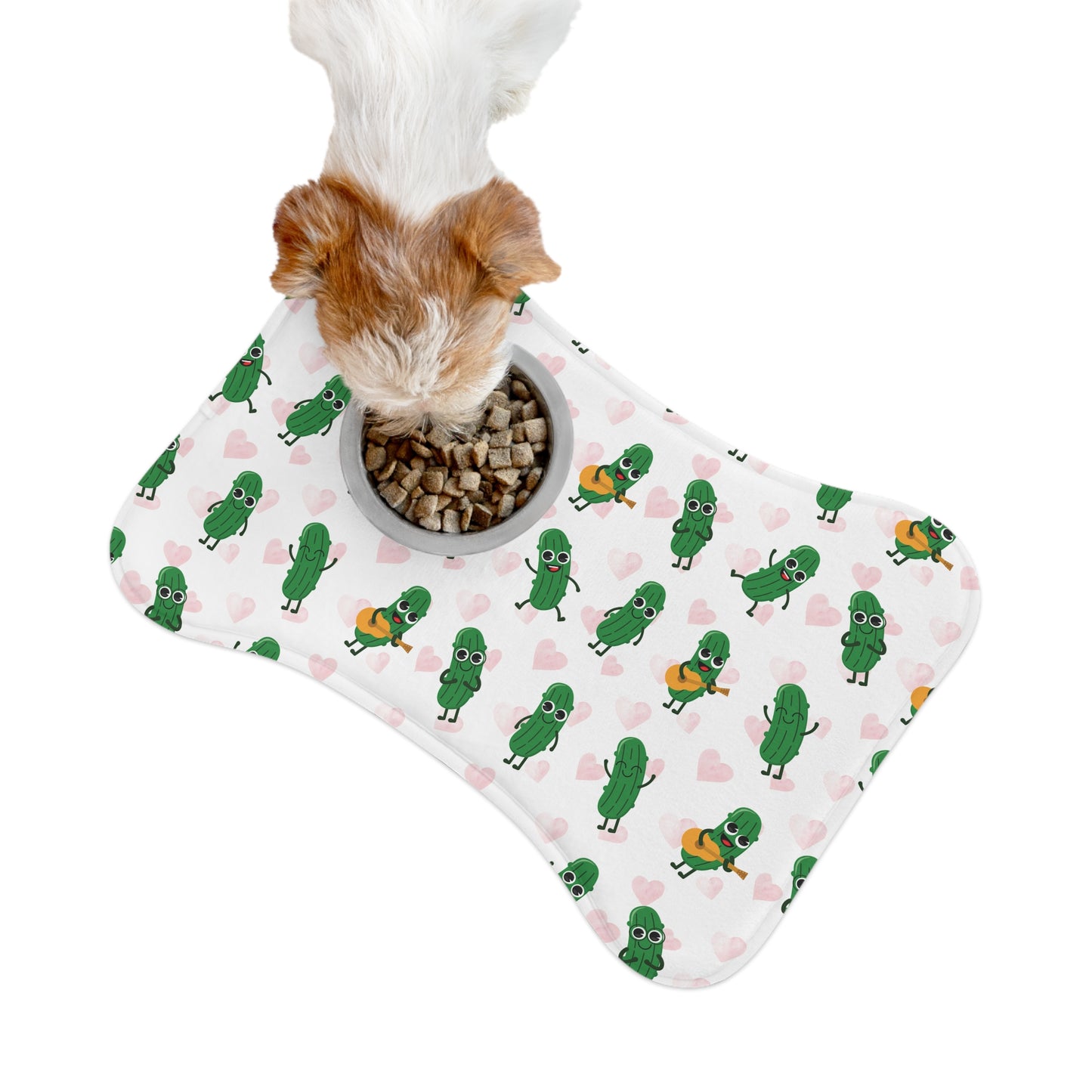 Pickle Pals Pet Feeding Mat — Cute Green Pickle Patterned Bowl Placemat