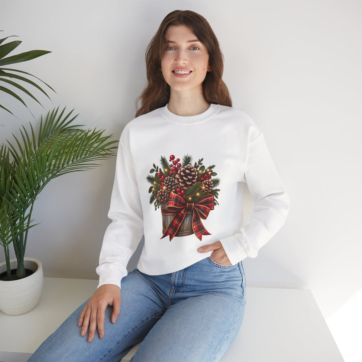 Christmas Pinecone Basket Crewneck Sweatshirt