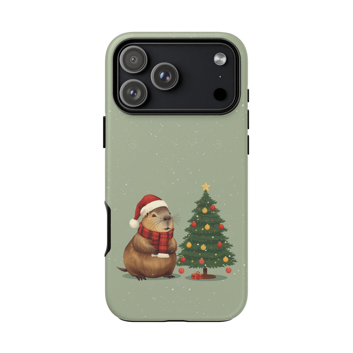 Christmas Phone Case with Capybara Design, Dual Layer Protective Case for Iphone & Samsung