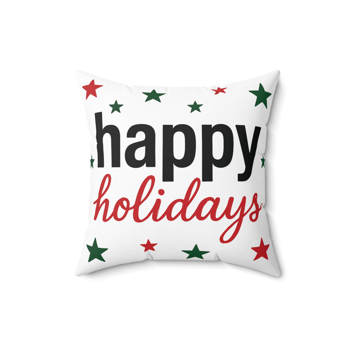 Happy Holidays Square Throw Pillow — Festive Christmas Decor