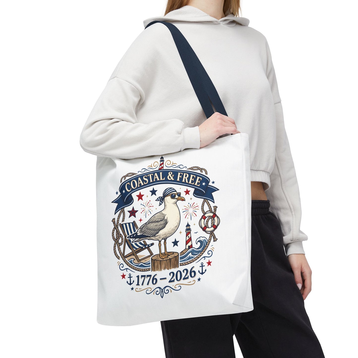 Coastal & Free Seagull Tote Bag — Patriotic 4th of July Beach Tote