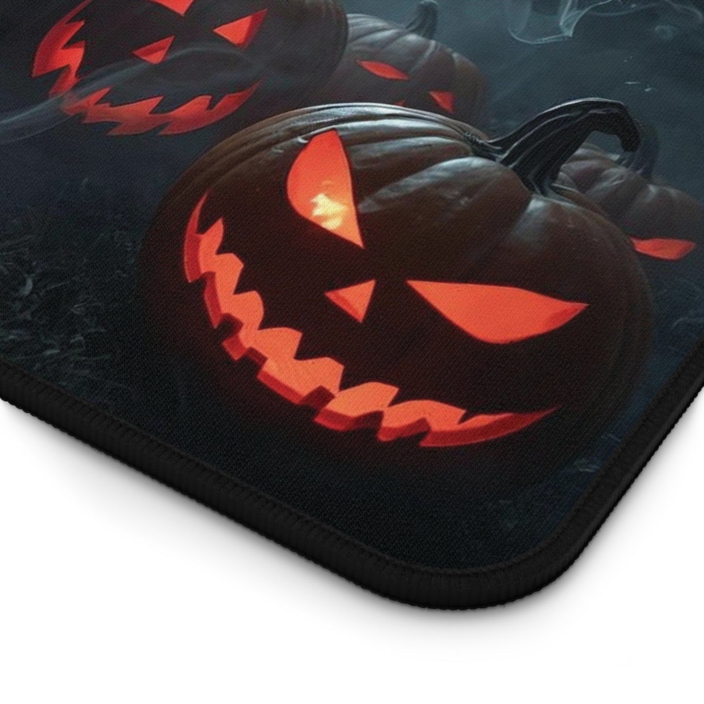 Spooky Halloween Desk Mat - Creepy Skull and Pumpkin Design, Office Decor, Gaming Mat, Halloween Gift, Ghostly Atmosphere