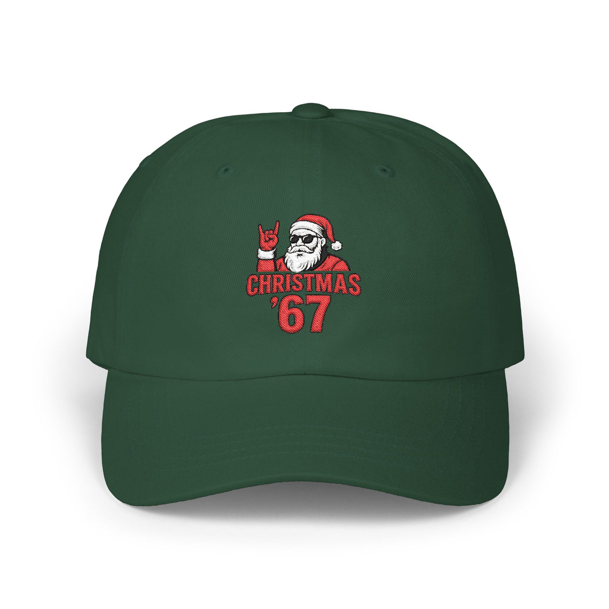 Christmas Cap — Retro Santa 'Christmas '67' Embroidered Holiday Hat