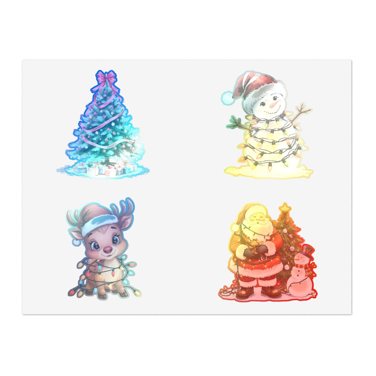 Christmas Sticker Sheet — Santa, Reindeer, Snowman & Tree Holiday Stickers