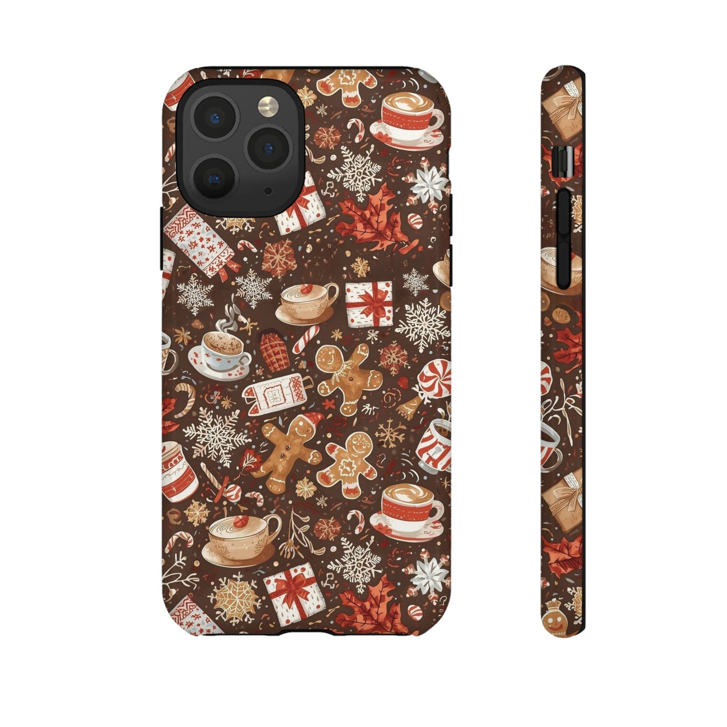 Christmas Phone Case, Festive Holiday Phone Case with Gingerbread and Cocoa Design for Iphone 17, 16, 15, 14, 13, 12, 11 & Samsung