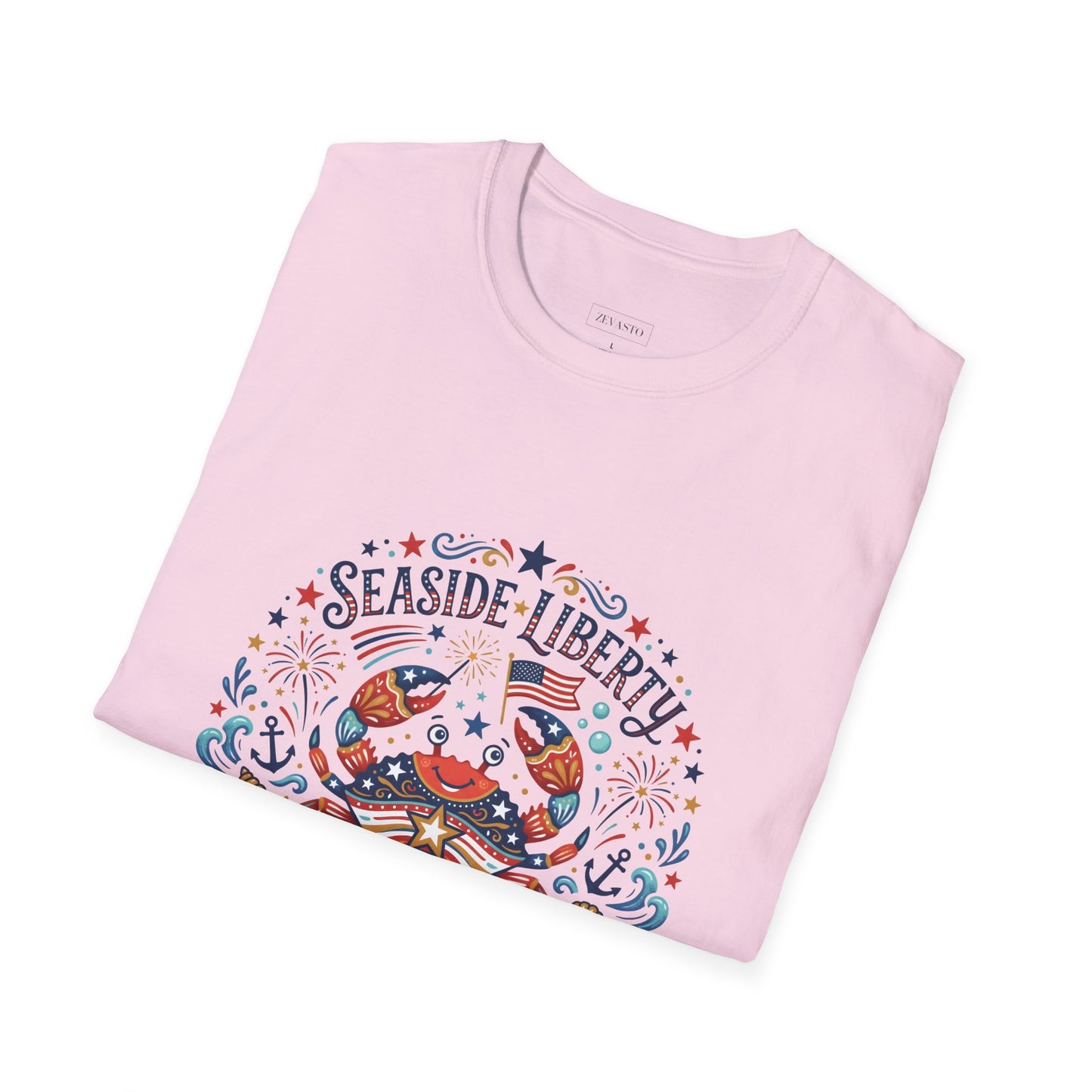 Seaside Liberty Crab T-Shirt — 4th of July Patriotic Summer Beach Tee
