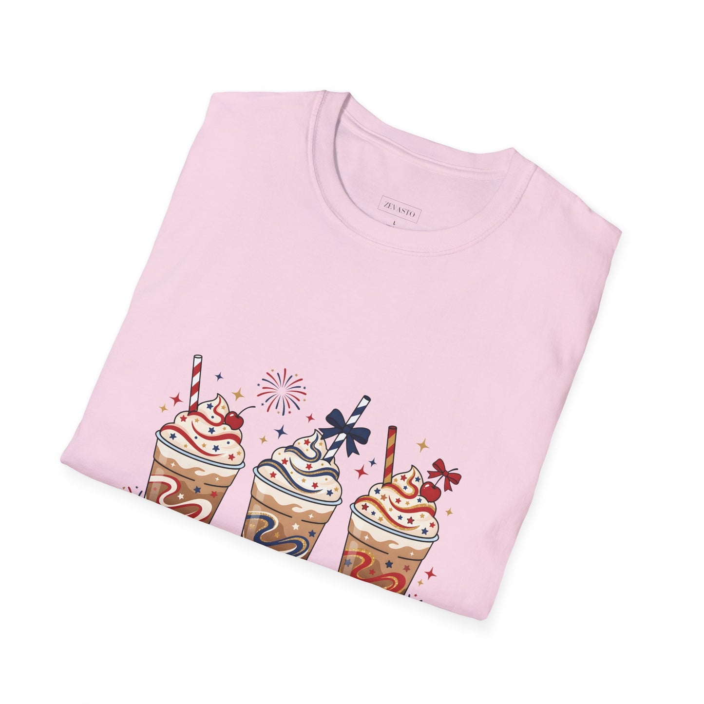 Patriotic Iced Coffee Tee — "Red, White & Brew" Graphic T‑Shirt