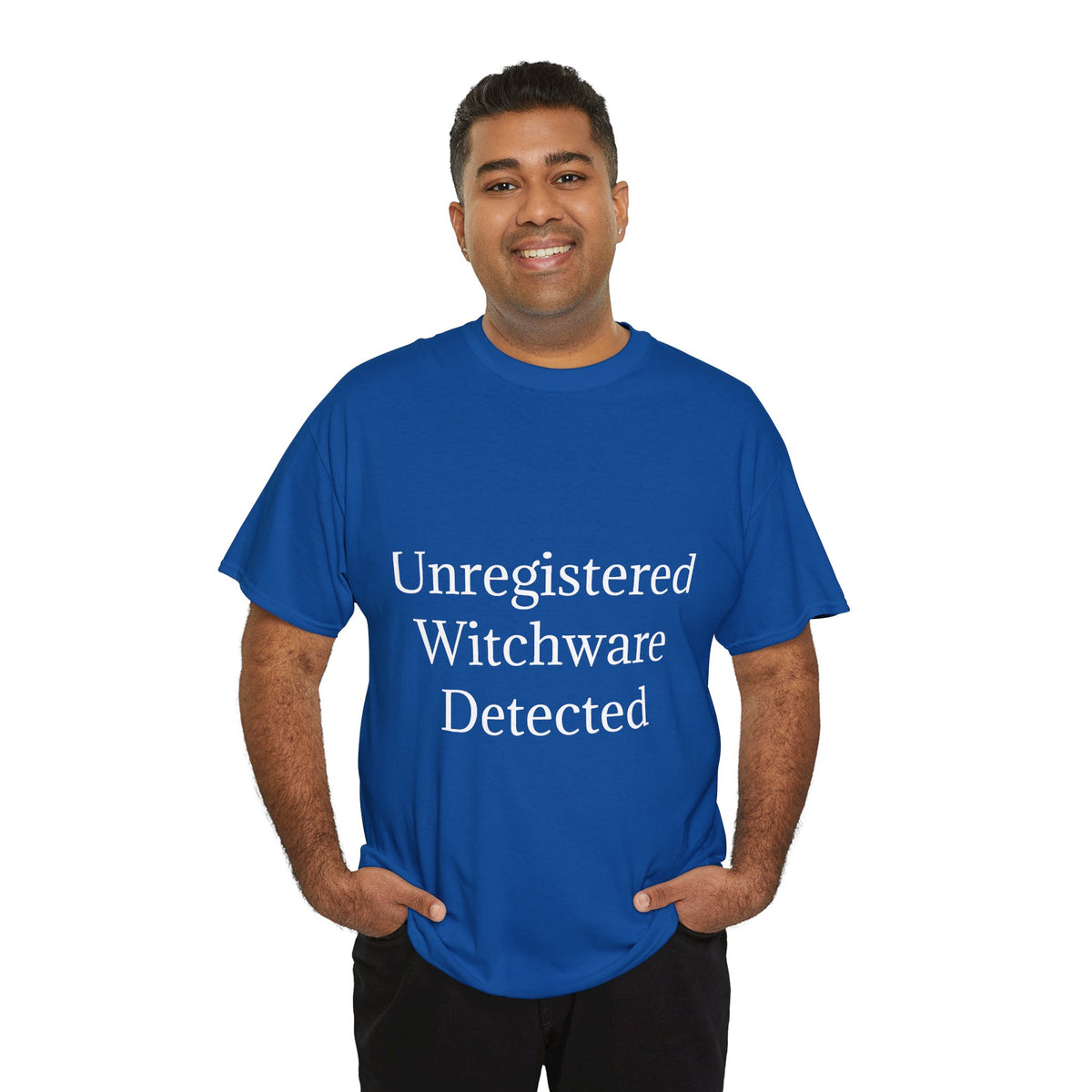 Unisex Heavy Cotton Tee - Unregistered Witchware Detected, Witchy Apparel, Halloween Tee