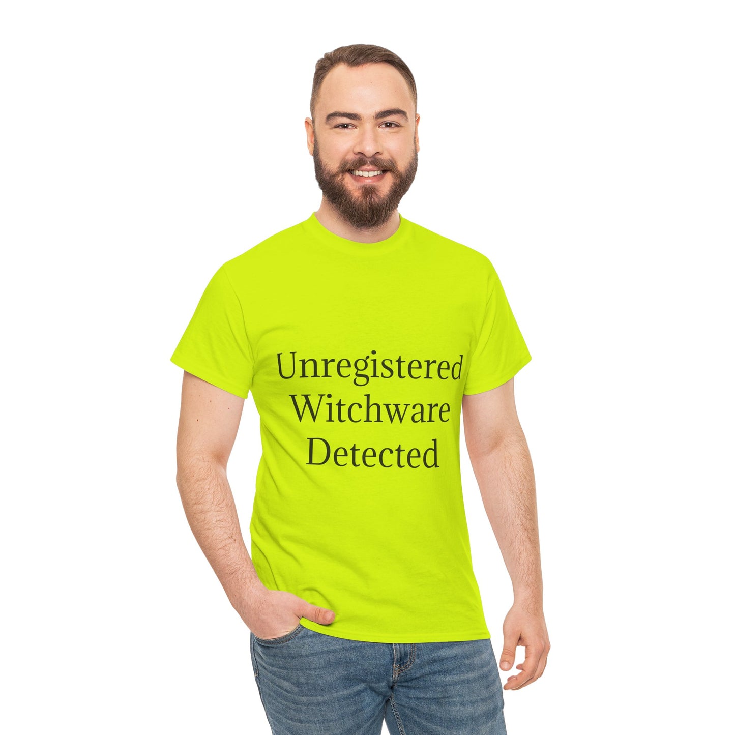 Unisex Heavy Cotton Tee - Unregistered Witchware Detected, Witchy Apparel, Halloween Tee