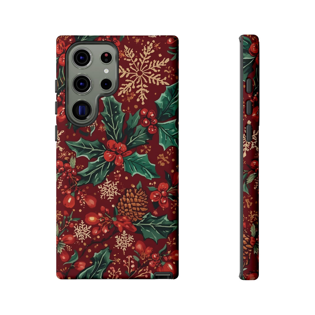 Christmas Floral Phone Case, Dual Layer Case for Iphone & Samsung