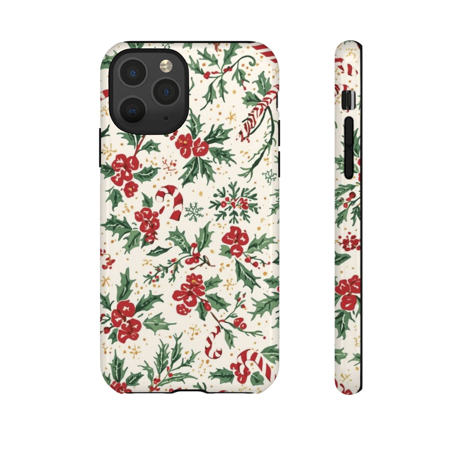 Christmas Themed Phone Case, Festive Floral Dual Layer Phone Case for Iphone 17, 16, 15, 14, 13, 12, 11 & Samsung