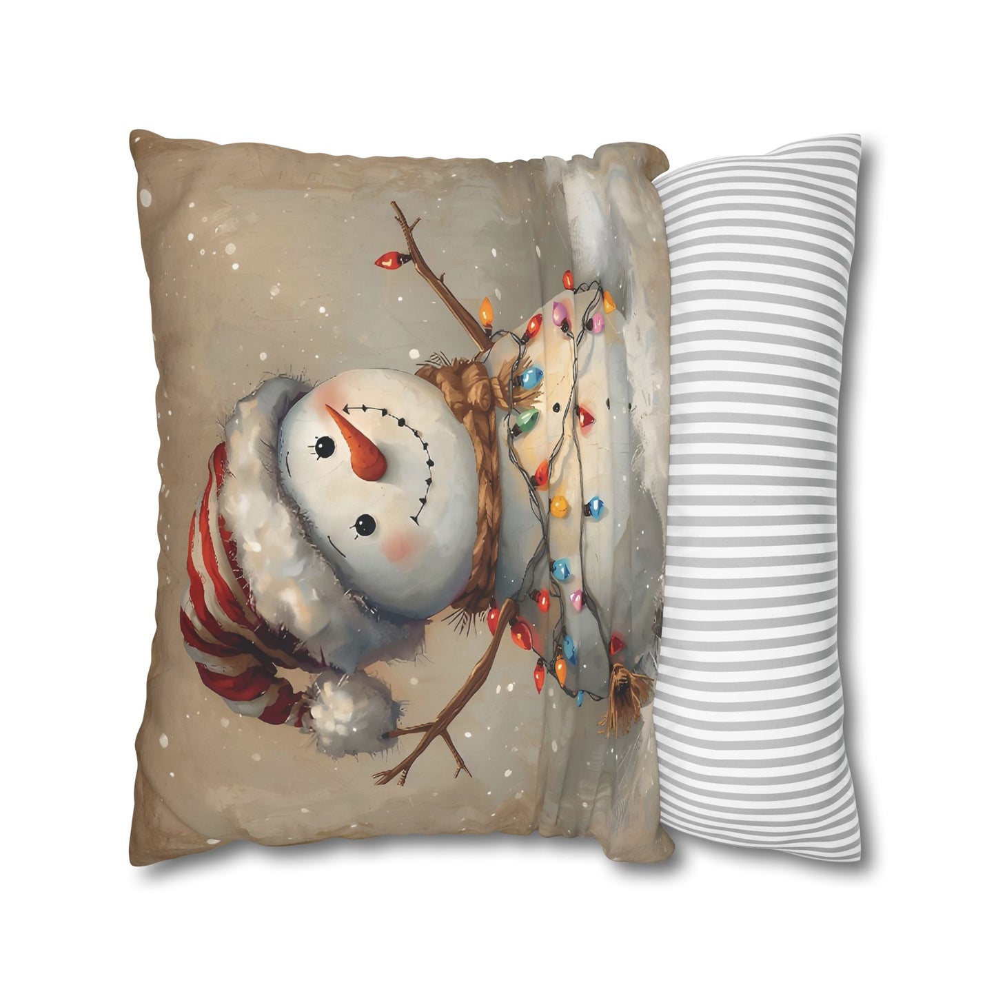 Festive Snowman Throw Pillowcase — Vintage Christmas Decorative Cushion Cover