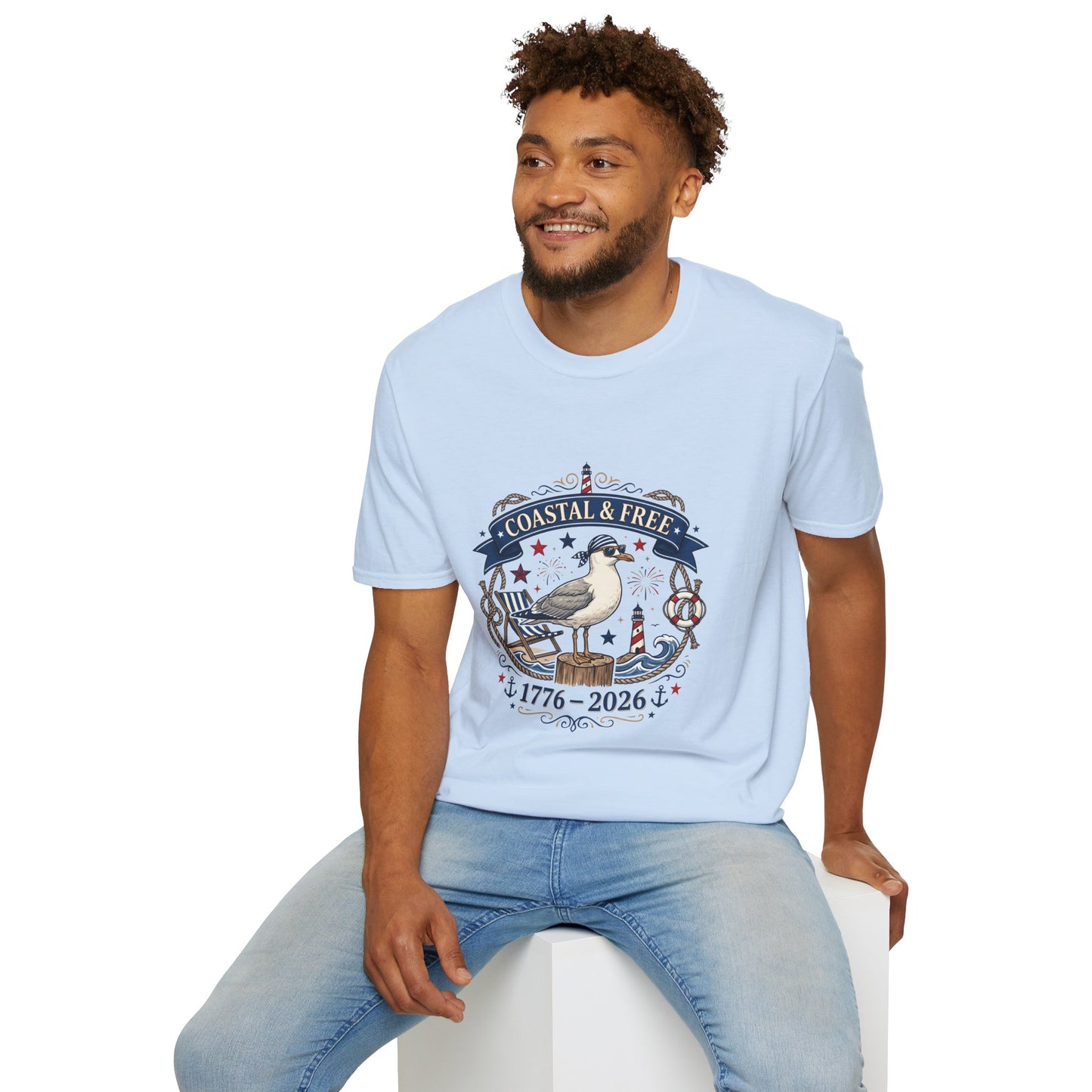 Coastal & Free Seagull T-Shirt — Patriotic 4th of July Tee