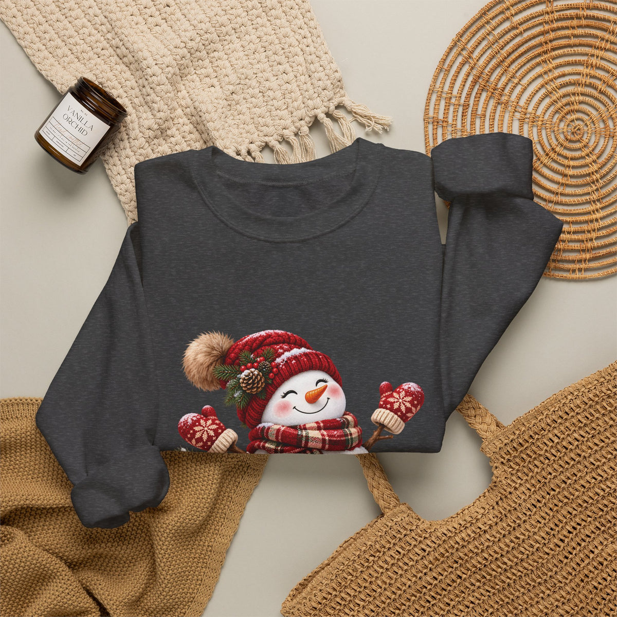 Snowman Holiday Sweatshirt - Cozy Christmas Unisex Sweatshirt