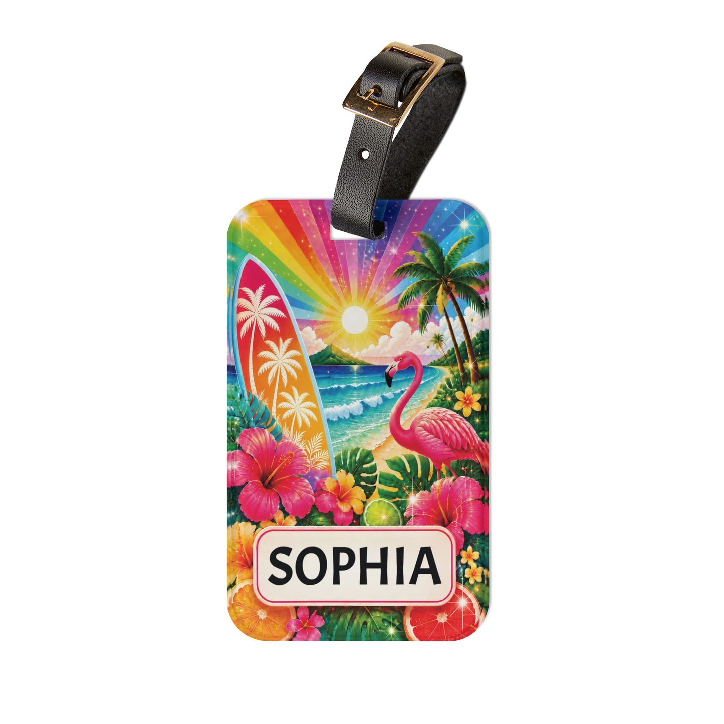 Tropical Summer Luggage Tag — Personalized Name Travel ID