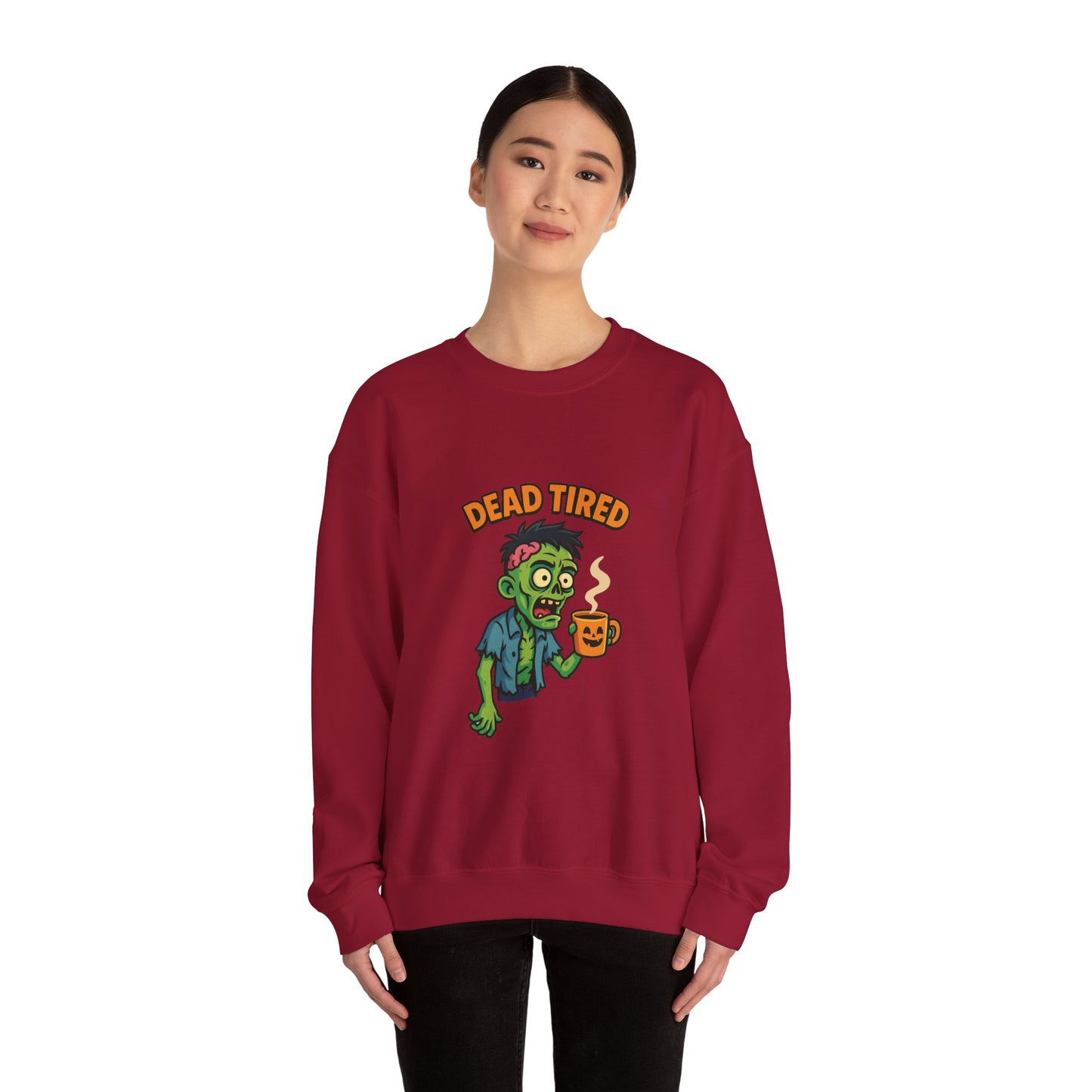 Dead Tired Zombie Sweatshirt, Funny Halloween Crewneck, Spooky Season Apparel