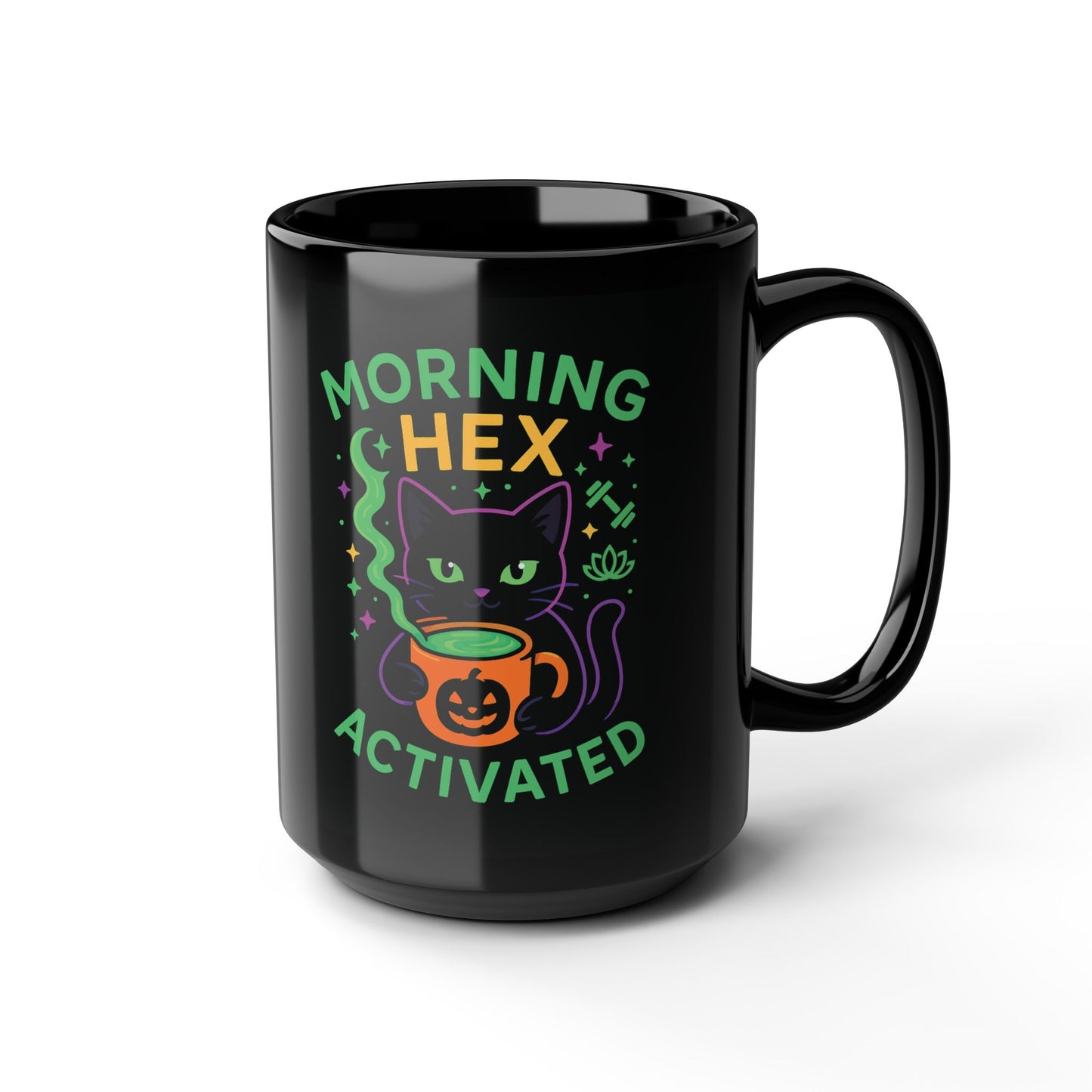 Cat-Themed Mug - Morning Hex Activated, Halloween Decor