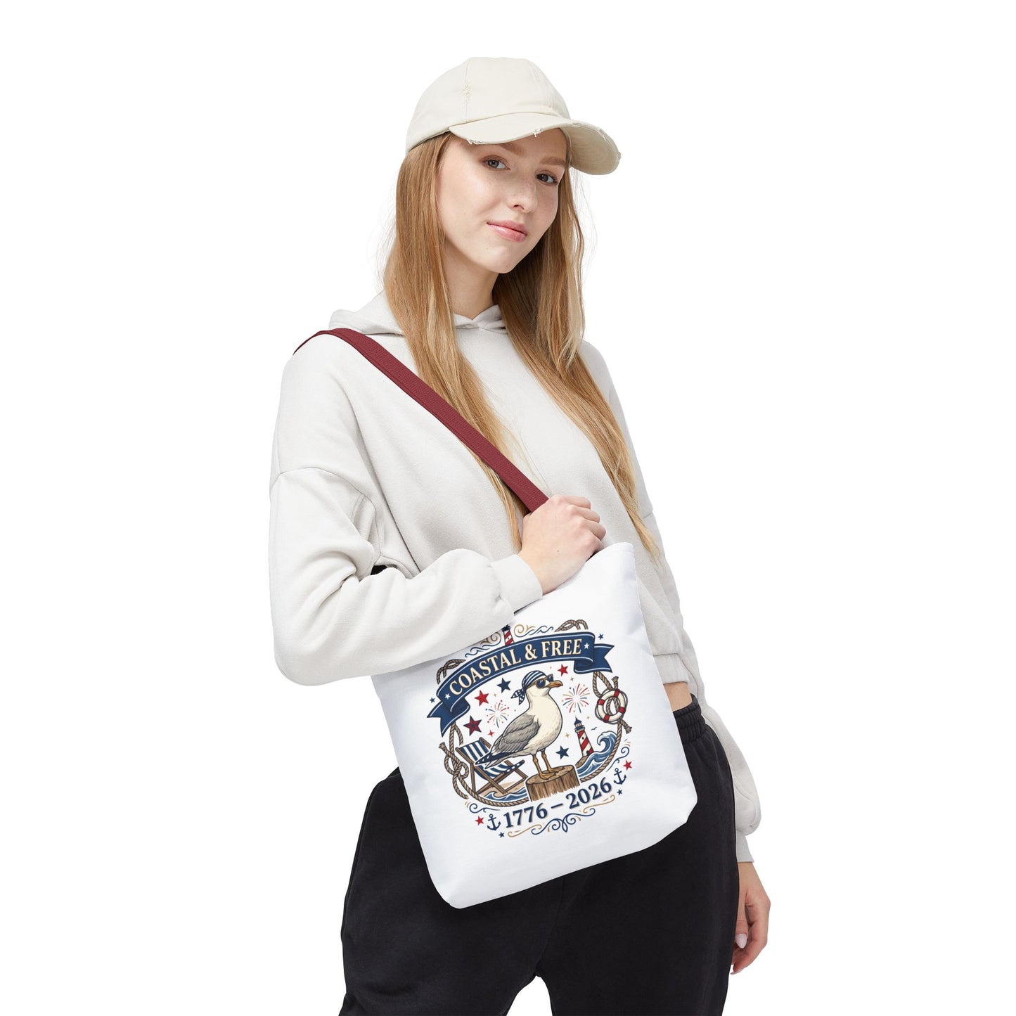 Coastal & Free Seagull Tote Bag — Patriotic 4th of July Beach Tote