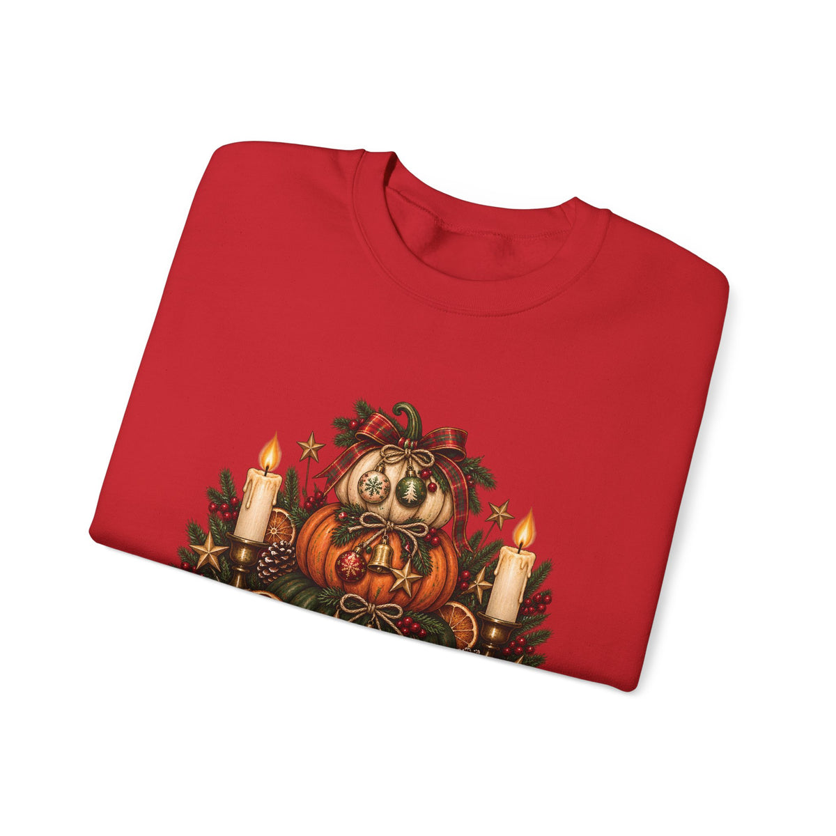 Harvest & Holly Crewneck Sweatshirt — Vintage Pumpkin Fall Graphic Sweatshirt