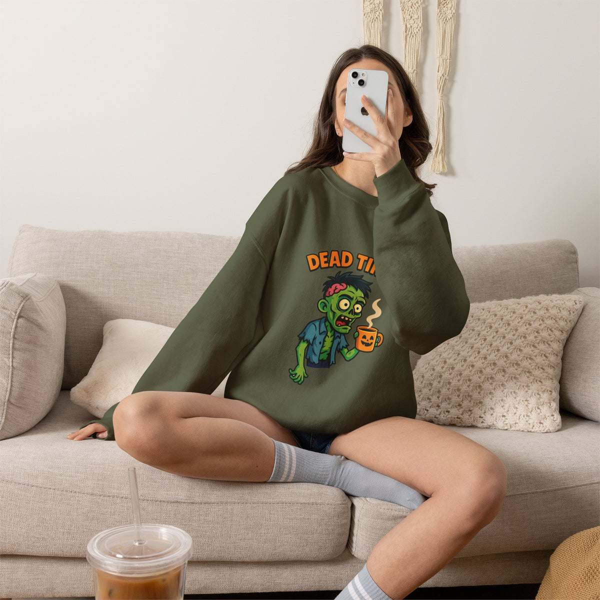 Dead Tired Zombie Sweatshirt, Funny Halloween Crewneck, Spooky Season Apparel