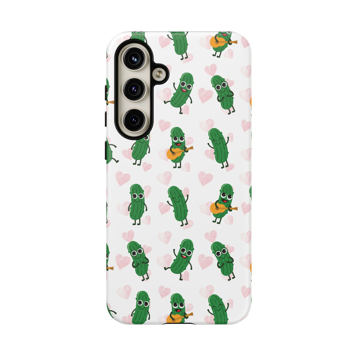 Pickle Pattern Phone Case — Cute Dancing Pickles with Hearts