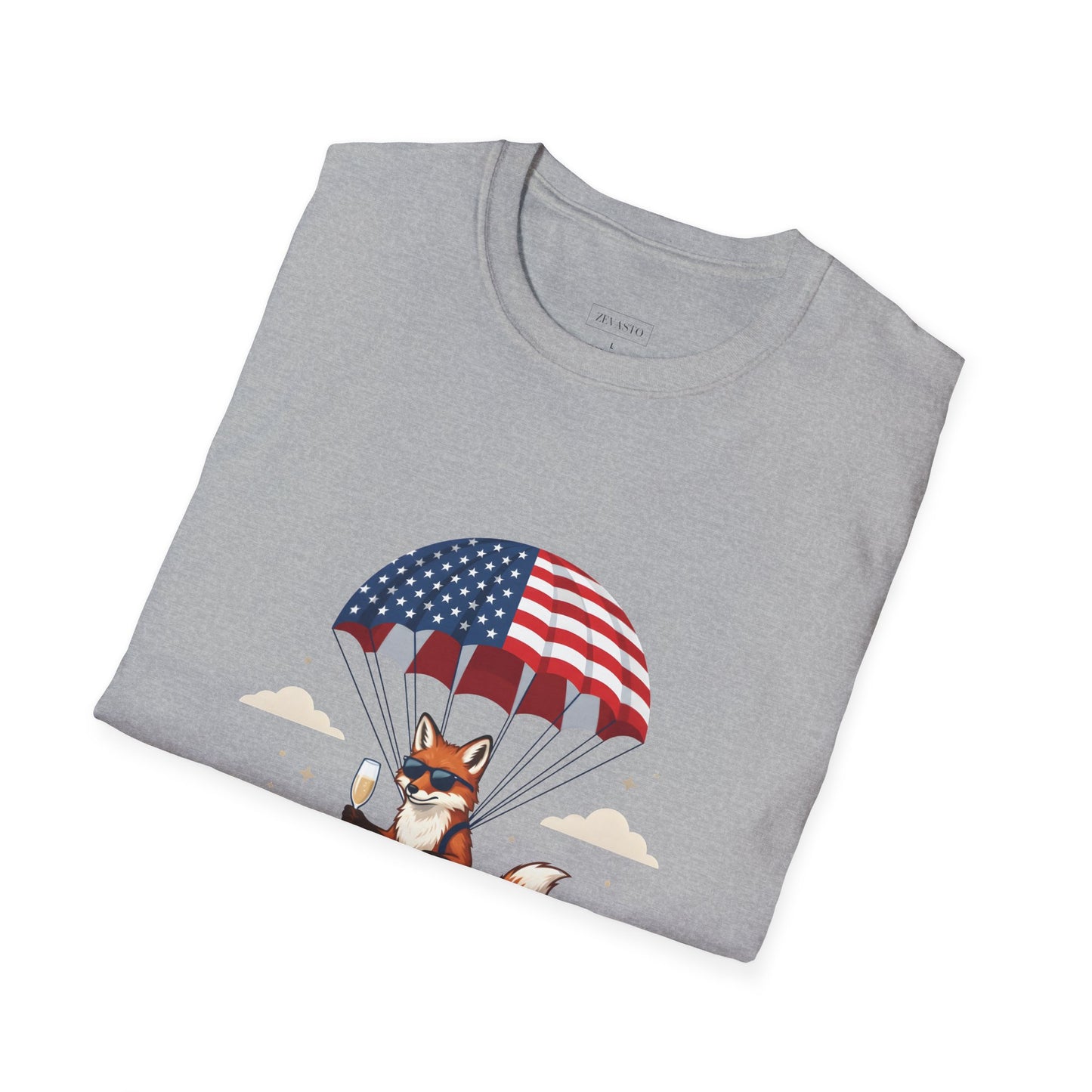Patriotic Fox Parachute T-Shirt — "Celebrating 250 Years" Anniversary Tee
