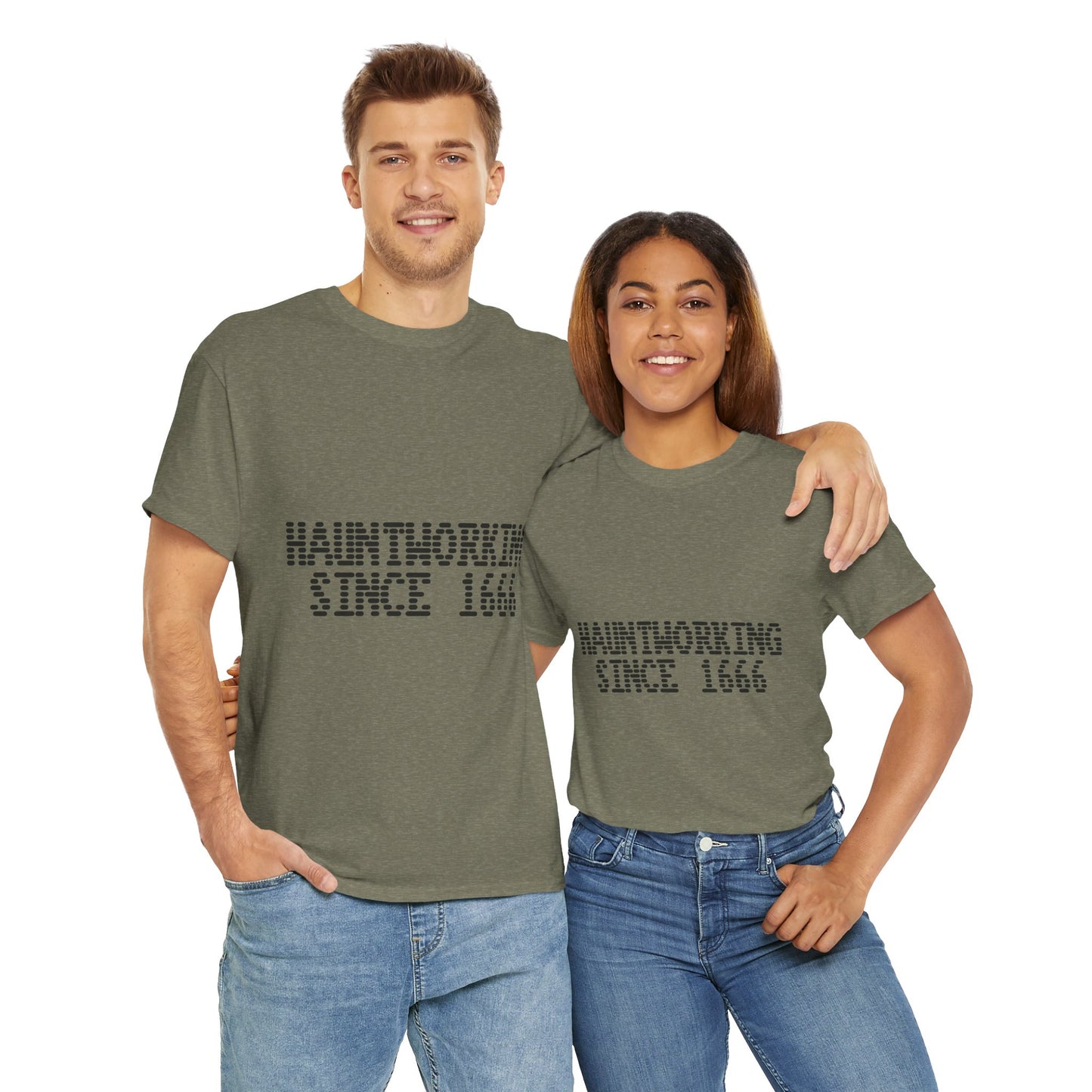 Hauntworking Since 1666-Cotton Tee, Halloween-Themed Tshirt