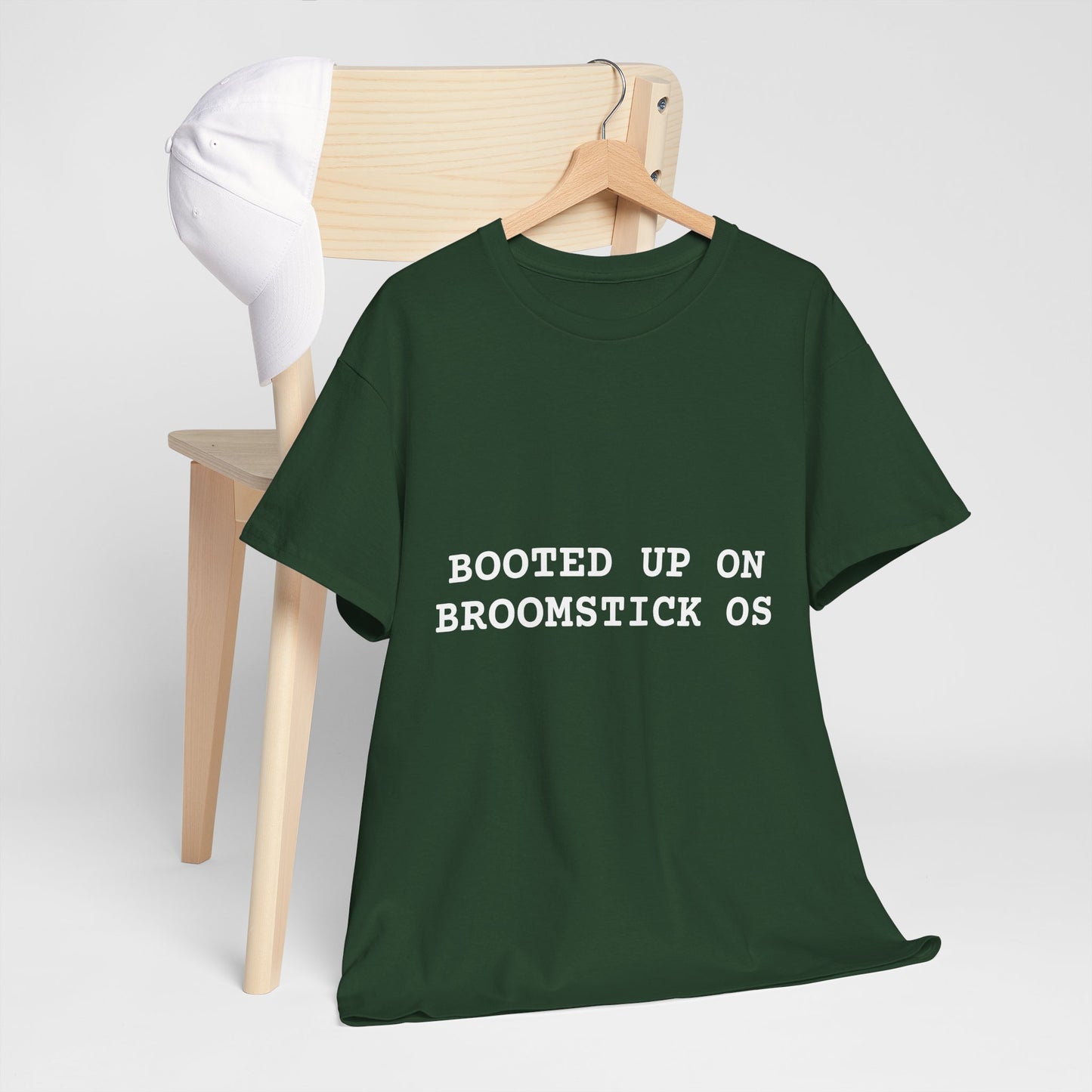 Broomstick OS Tee, Funny Graphic Tee for Tech Lovers, Unisex Cotton T-Shirt