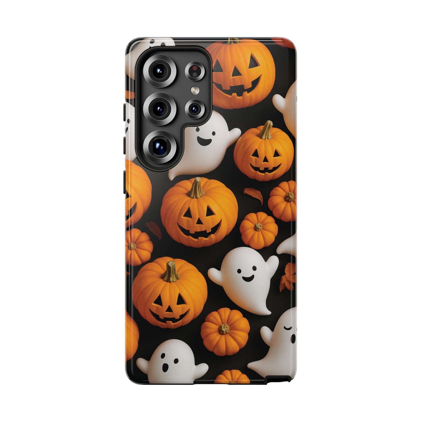 Halloween Phone Case, Spooky Ghosts and Pumpkins Design