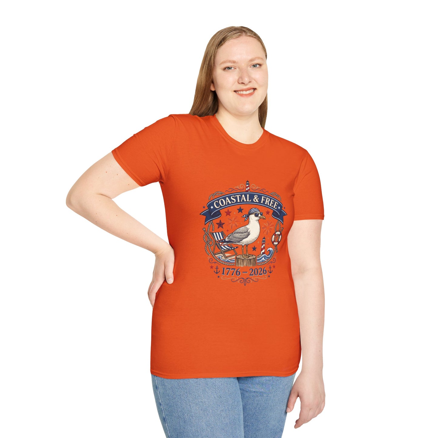 Coastal & Free Seagull T-Shirt — Patriotic 4th of July Tee