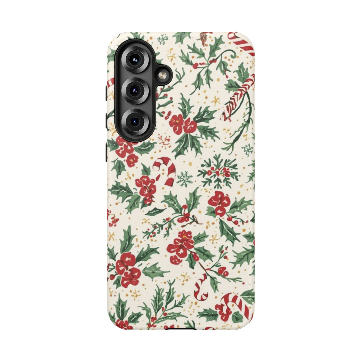 Christmas Themed Phone Case, Festive Floral Dual Layer Phone Case for Iphone & Samsung