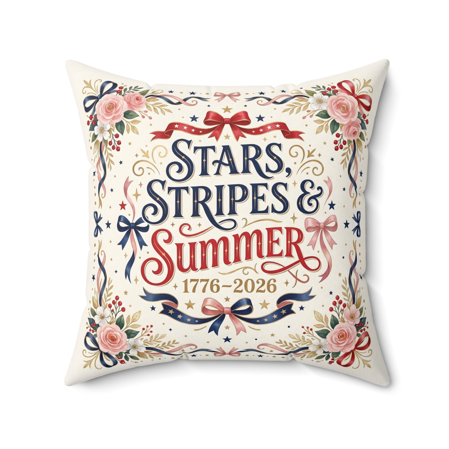 Stars, Stripes & Summer Throw Pillow — Patriotic Home Decor, 4th of July Decorative Pillow
