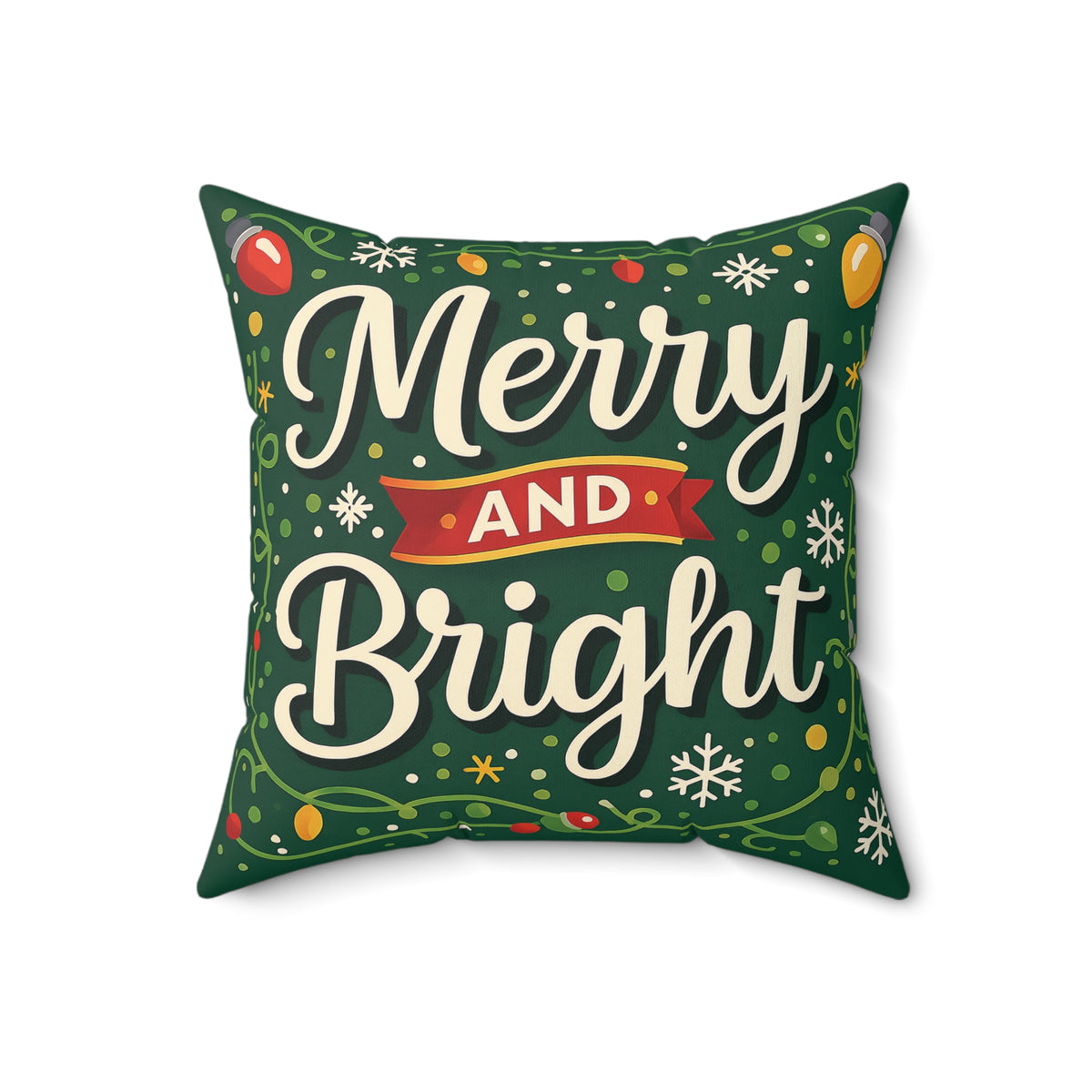 Merry and Bright Christmas Throw Pillow, Festive Holiday Decor