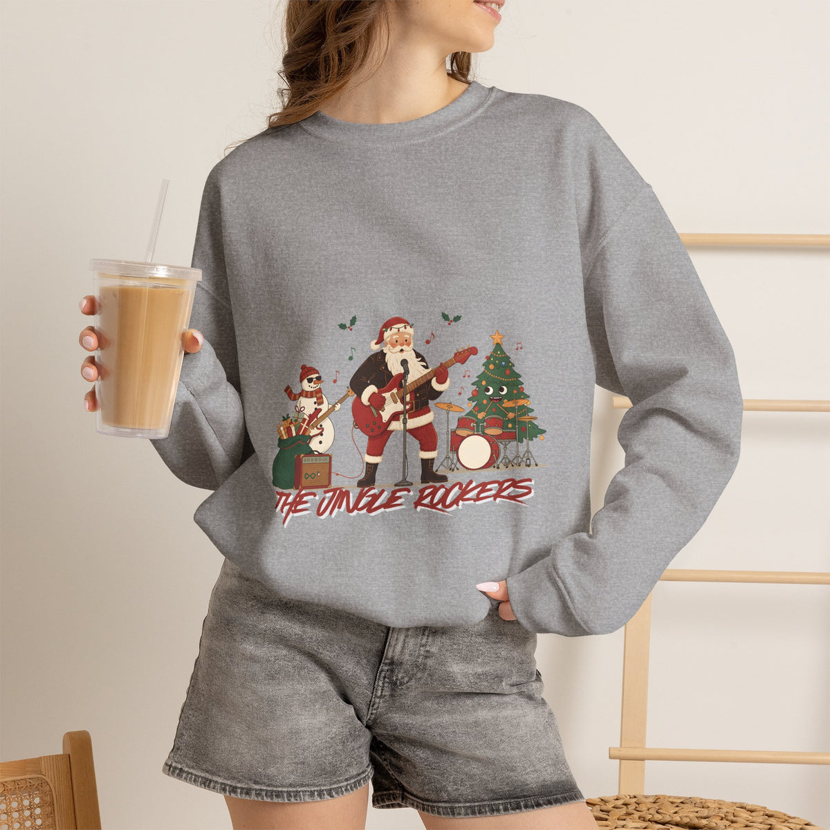 Funny Christmas Sweatshirt – "The Jingle Rockers" Holiday Band Crewneck