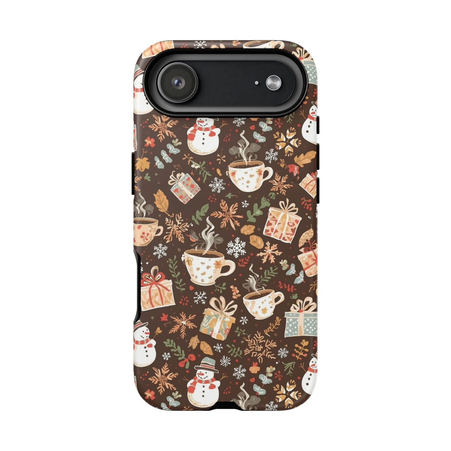 Christmas Phone Case, Winter Holiday Phone Case with Snowmen and Gifts Design for Iphone 17, 16, 15, 14, 13, 12, 11 & Samsung