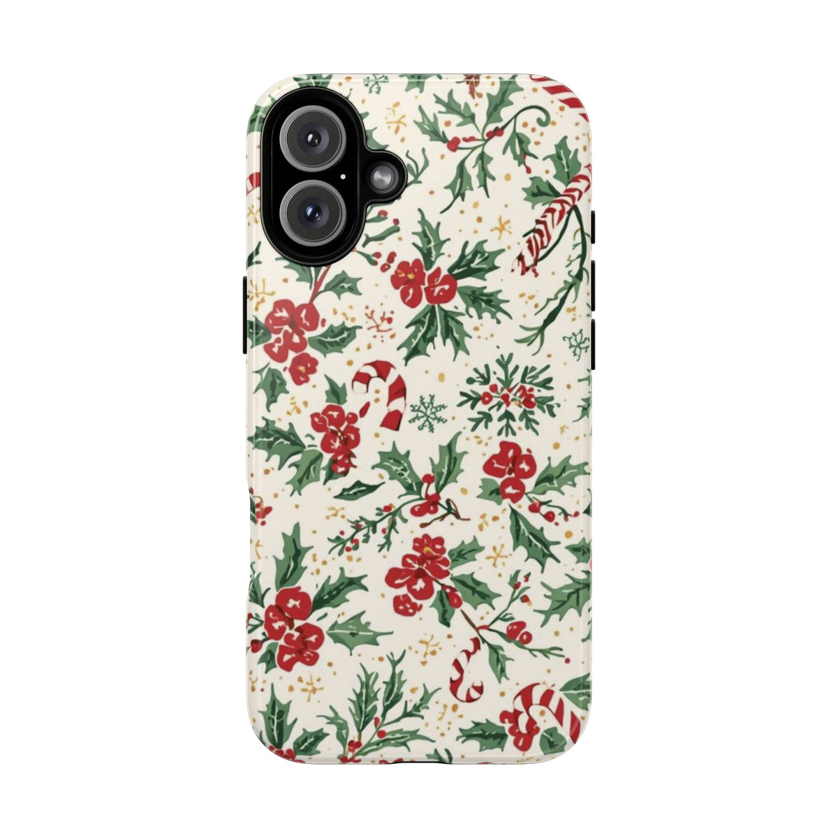 Christmas Themed Phone Case, Festive Floral Dual Layer Phone Case for Iphone & Samsung