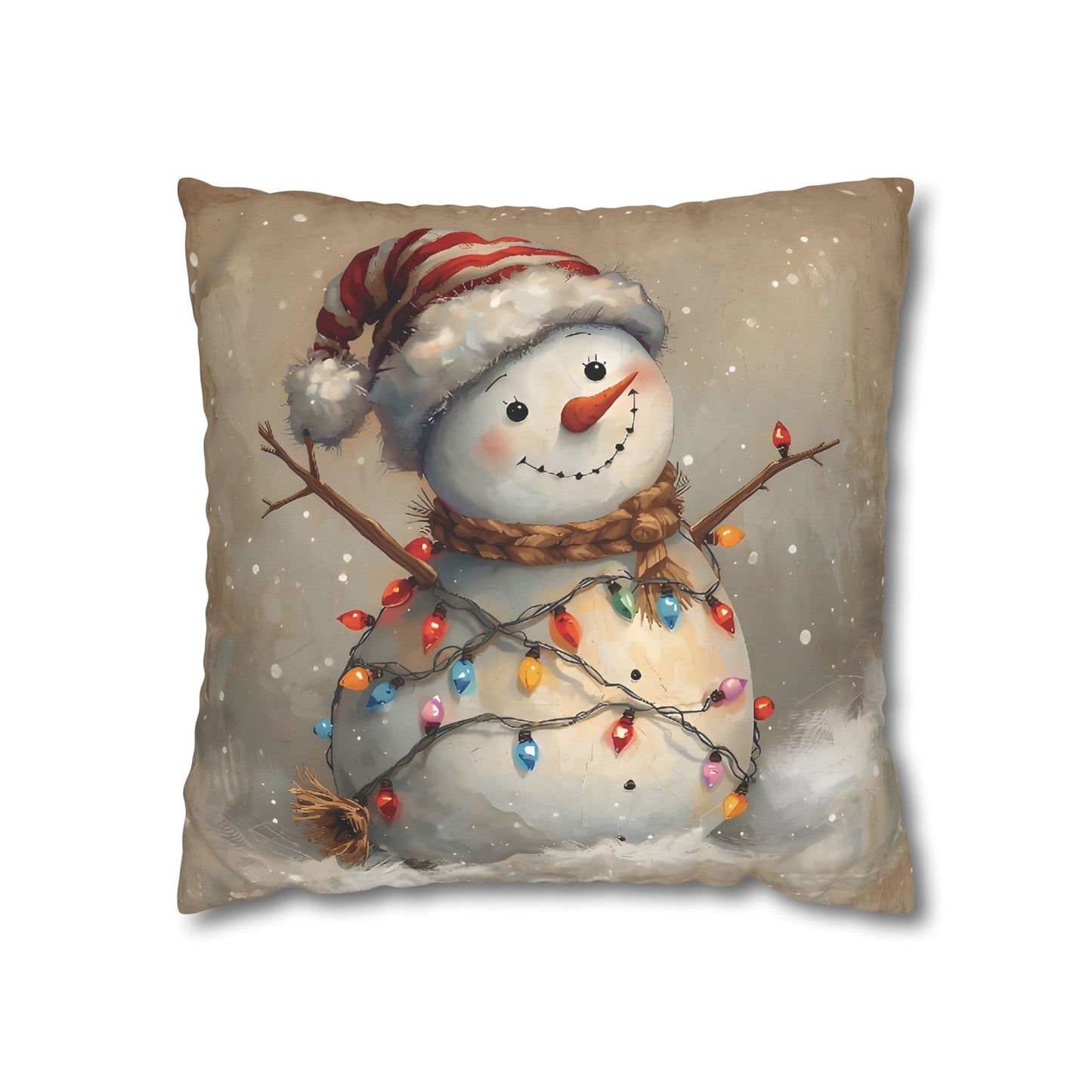 Festive Snowman Throw Pillowcase — Vintage Christmas Decorative Cushion Cover