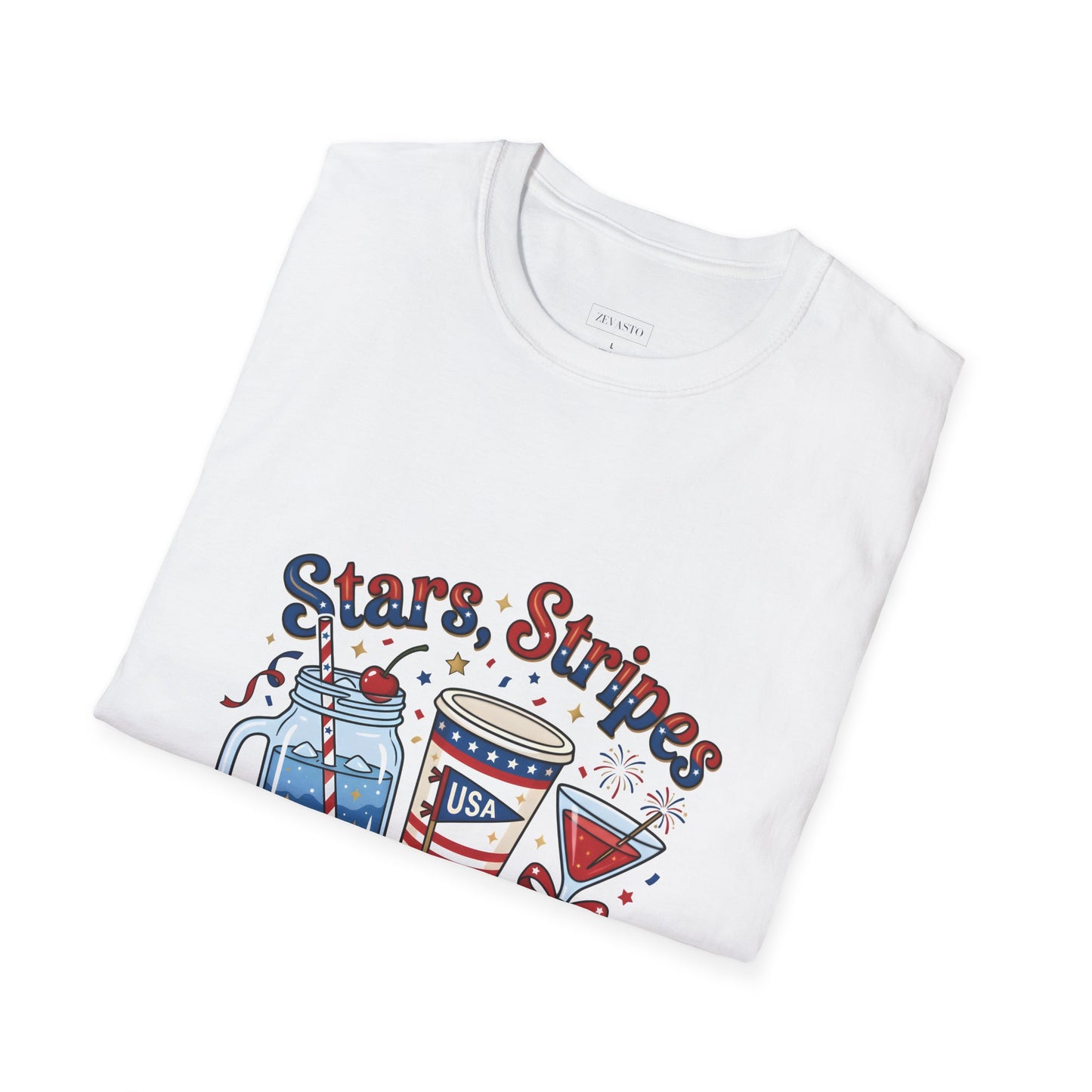 Patriotic "Stars, Stripes & Sips" T-Shirt
